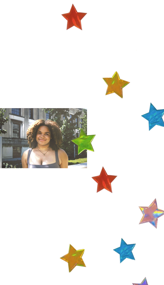 Jillian Jackson, surrounded by colorful stars