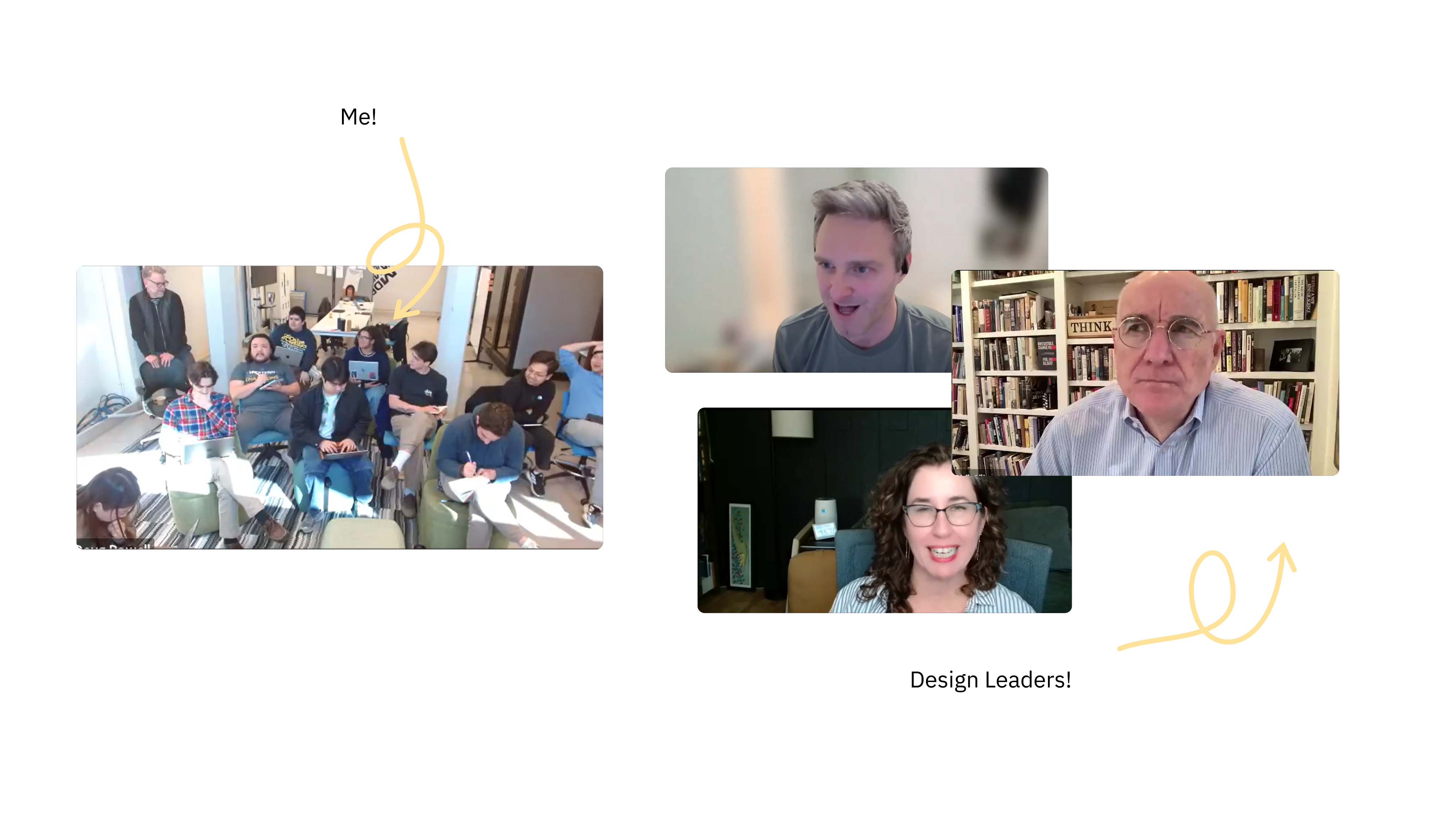The seminar interviewing design leaders over video call