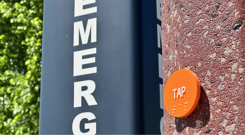 Tap to Map tag installed in Weil Hall